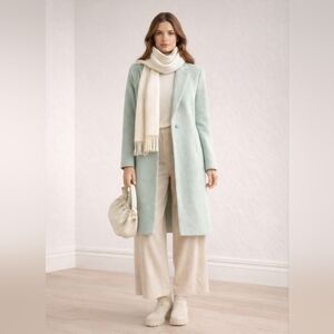 Betty Jackson Black - Turquoise Blue Long Wool Coat Women's Size 10